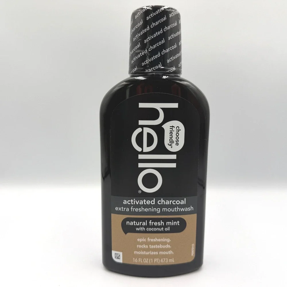 Hello Activated Charcoal Extra Freshening Mouthwash Fresh Mint 4 Pack 16 oz